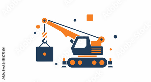 Modern Industrial Crane Lifting Heavy Cargo On Construction Site Operations Illustration