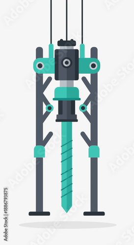 Modern Industrial Drilling Rig Machine Illustration For Construction Projects And Engineering Work