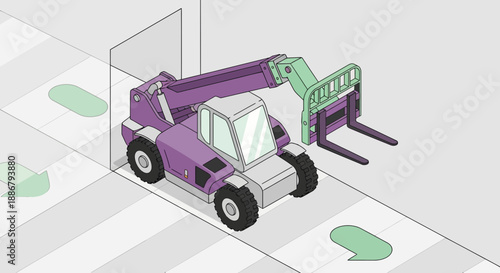Modern Isometric Telehandler Vector Illustration For Construction And Logistics Projects