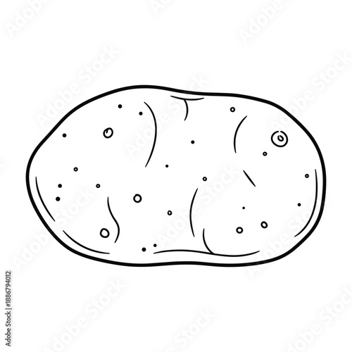 A simple black and white illustration of a potato