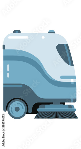 Modern Industrial Floor Scrubber Machine Illustration For Commercial Cleaning Operations Efficient