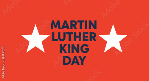 Martin Luther King Jr. Day celebrated with red background and white stars.
