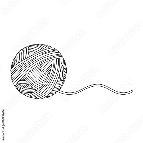 A ball of yarn with thread unwinding from it