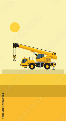 Modern Mobile Crane Illustration Symbolizing Strength And Efficiency In Construction Industry