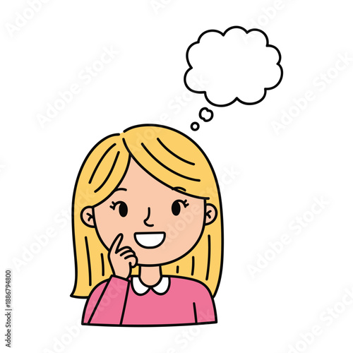 Thoughtful woman with thought bubble