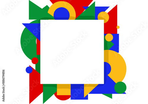Abstract colorful geometric frame with white center for design  