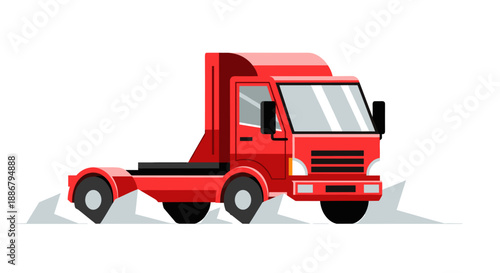 Red truck illustration in flat design style on white background  