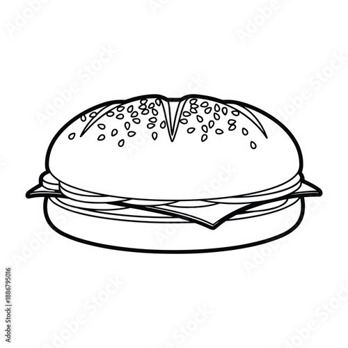 Delicious sesame seed burger illustration