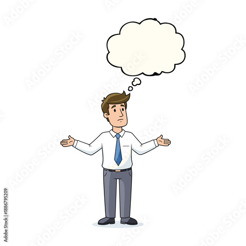Man thinking with empty thought bubble