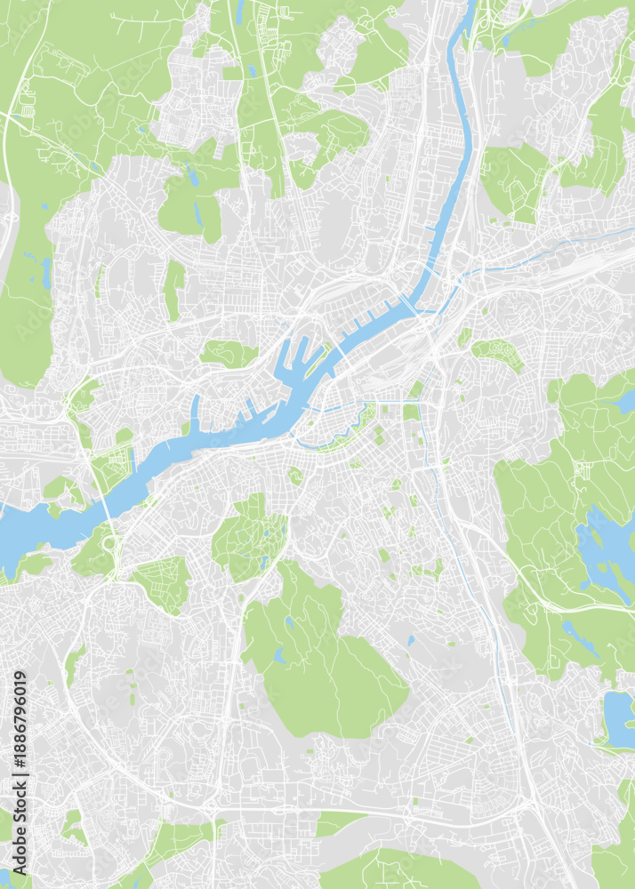 Naklejka premium City map Gothenburg, color detailed plan, vector illustration