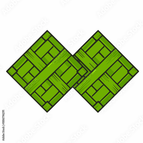 Green Ketupat or Diamond Rice Cake Vector Icon for Eid Mubarak Celebration