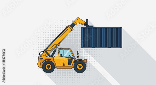 Modern Telehandler Crane Loading Freight Container For Efficient Global Supply Chain Transport