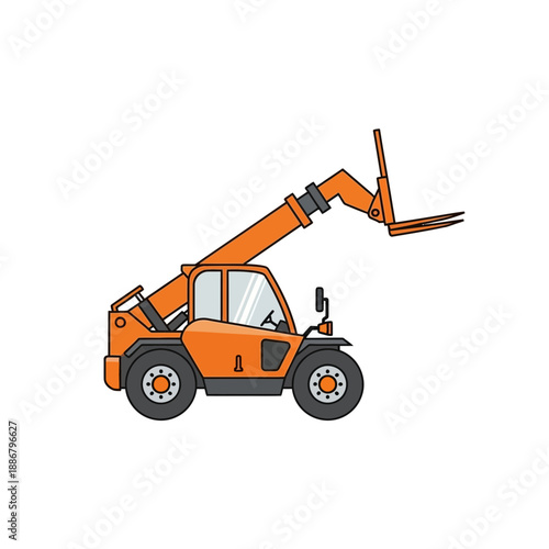 Modern Orange Telehandler Heavy Equipment For Construction Material Handling