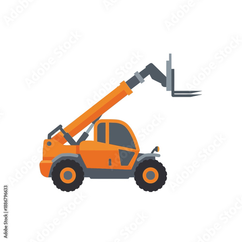 Modern Orange Telehandler Heavy Lifting Vehicle For Construction And Industrial Work