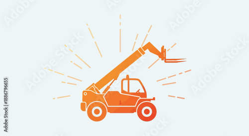 Modern Orange Telehandler Illustration Highlighting Construction Equipment Power And Efficiency