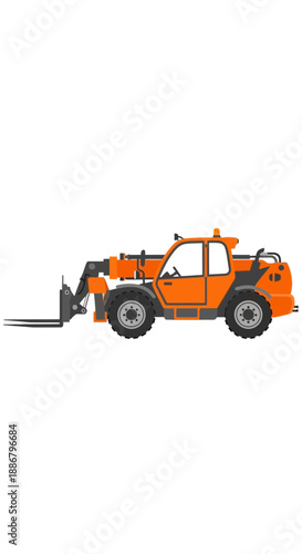 Modern Orange Telehandler Vehicle Used For Construction And Material Handling Tasks