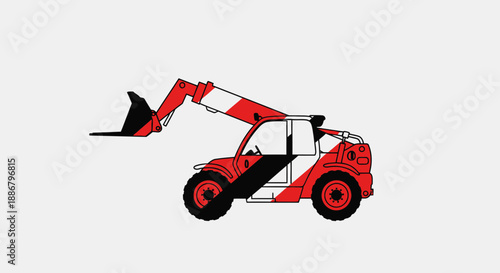 Modern Telehandler Illustration For Construction And Material Handling Projects With Advanced