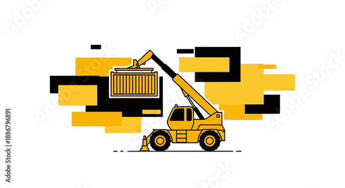 Modern Telehandler Lifting Freight Container For Global Trade And Logistics Operations