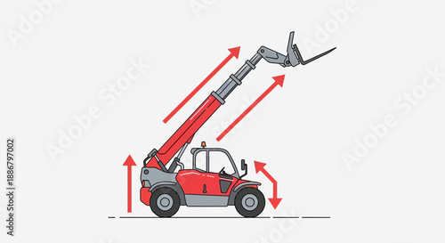 Modern Telehandler Machine Illustrating Dynamic Lifting And Extending Capabilities For Various