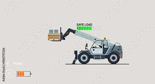 Modern Telehandler Safely Transporting Cargo With Real Time Load Monitoring System