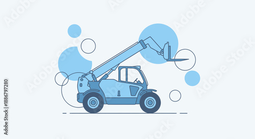 Modern Telehandler Vehicle For Construction Industry And Material Handling Illustration