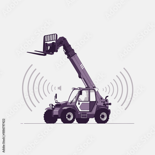 Modern Telescopic Handler Forklift Transmitting Auditory Signals For Enhanced Workplace Safety