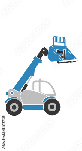 Modern Telescopic Handler Vehicle Heavy Equipment Industrial Construction Machine Illustration