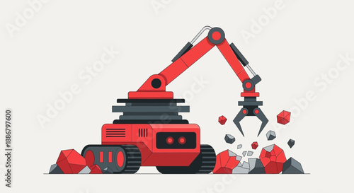 Modern Robotic Arm Gripping Geometrical Minerals Representing Advanced Industry Efficiency