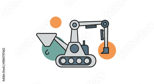 Modern Robotic Construction Vehicle Illustration For Engineering And Development Projects Digital