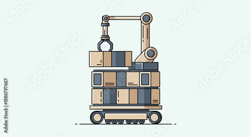 Modern Robotic Arm System Efficiently Manages Packages On Mobile Autonomous Platform