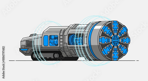 Modern Tunnel Boring Machine Illustration Advanced Engineering Design Heavy Construction Equipment
