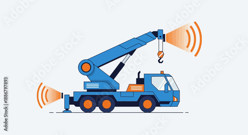 Modern Smart Crane Vehicle With Advanced Sensor Technology Ensuring Site Safety And Efficiency