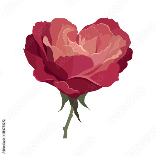 Rose hearts. Vector illustration. Heart in pink color, heart icon for design. Flower with petals. Love, romance hearts. Vector icons. Heart love symbol. For gifts, Valentine's Day, birthday