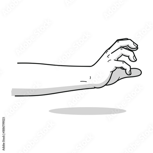 Hand reaching out with fingers curled