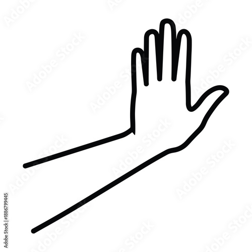 Hand gesture with palm facing outwards