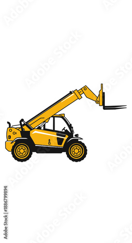 Modern Yellow Telehandler Machine On Site For Material Handling And Construction Projects