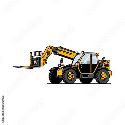 Modern Yellow Telehandler Machine Handling Heavy Loads At Building Projects