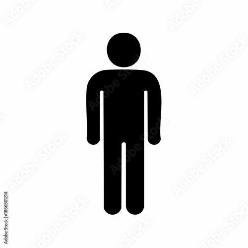 Minimalist standing human figure icon representing basic presence, identity, and universal people symbol for interface and infographic design