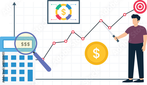 Business growth financial success market analysis data visualization strategic planning investment strategy profit calculation target achievement economic forecast rising profits