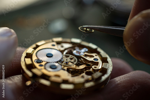 Mechanical watch repair. Watchmaker is repairing the mechanical watches