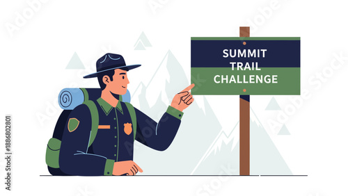 Park Ranger Promoting The Summit Trail Challenge Hiking Adventure