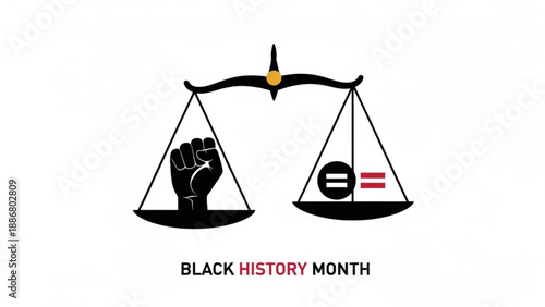 Black history month scales equality balance fist raised symbol