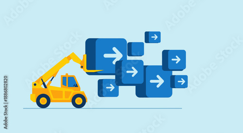 Optimizing Information Flow With Forklift Moving Digital Data Boxes For Efficiency