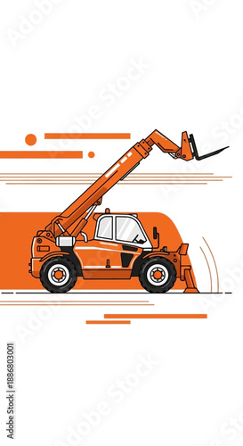 Orange Telescopic Handler Construction Site Equipment For Heavy Lifting Operations Industrial