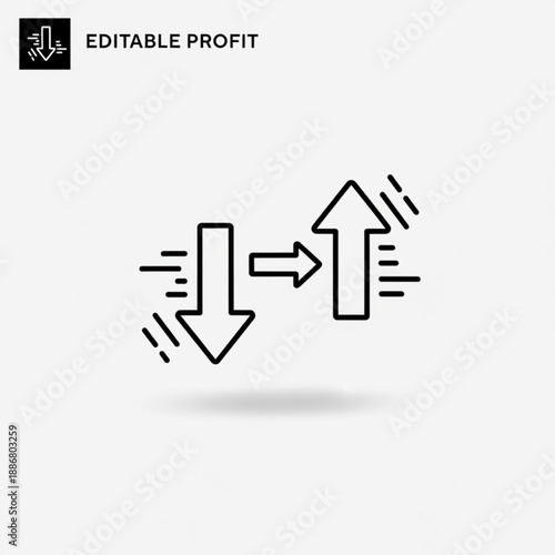 Illustration of downward and upward arrows indicating profit fluctuation in a simple graphic representation