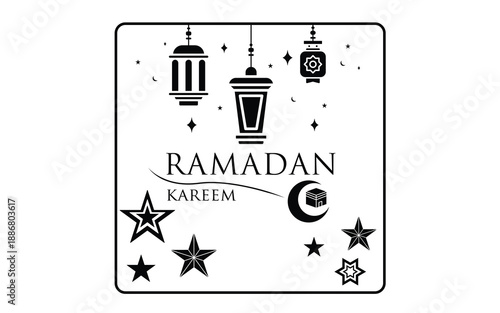 Ramadan kareem icon set on white background