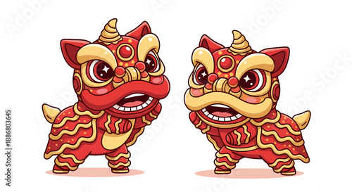 Colorful Lion Dance Costumes Characters