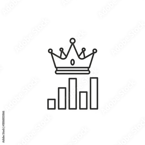 A simple line graph with a crown icon illustrating success and data trending upward