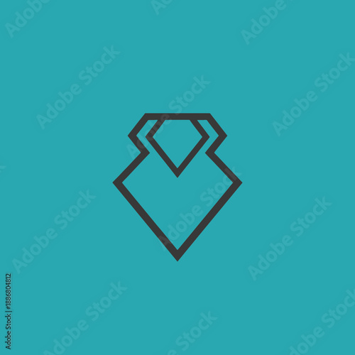 Stylized outline of a diamond gem with sharp facets.