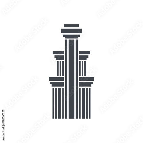 Stylized pillars form a symmetrical architectural structure.